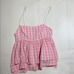 Pink and white checkered shirt!